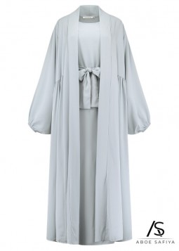 Abaya "Deluxe Medina Silk" Lichtgrijs
