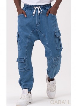 Blauwe Cargo Jeans "Vintage" van Qaba'il