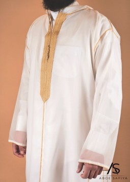Marokkaanse Djellaba "Muslin" Wit/Goud van Rafiq
