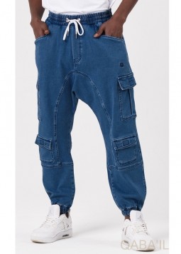 Donkerblauwe Cargo Jeans "Vintage" van Qaba'il