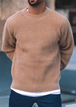 Knitted Sweater Beige van Frilivin