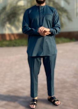Nigerian Suit "Nayja" Donkergroen van Custom Qamis